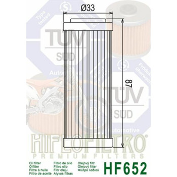 HIFLOFILTRO oil filter - HF652