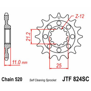 Pignon JT SPROCKETS acier anti-boue 824 - 520