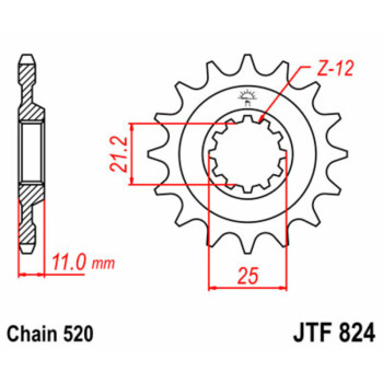 JT SPROCKETS standard steel sprocket 824 - 520