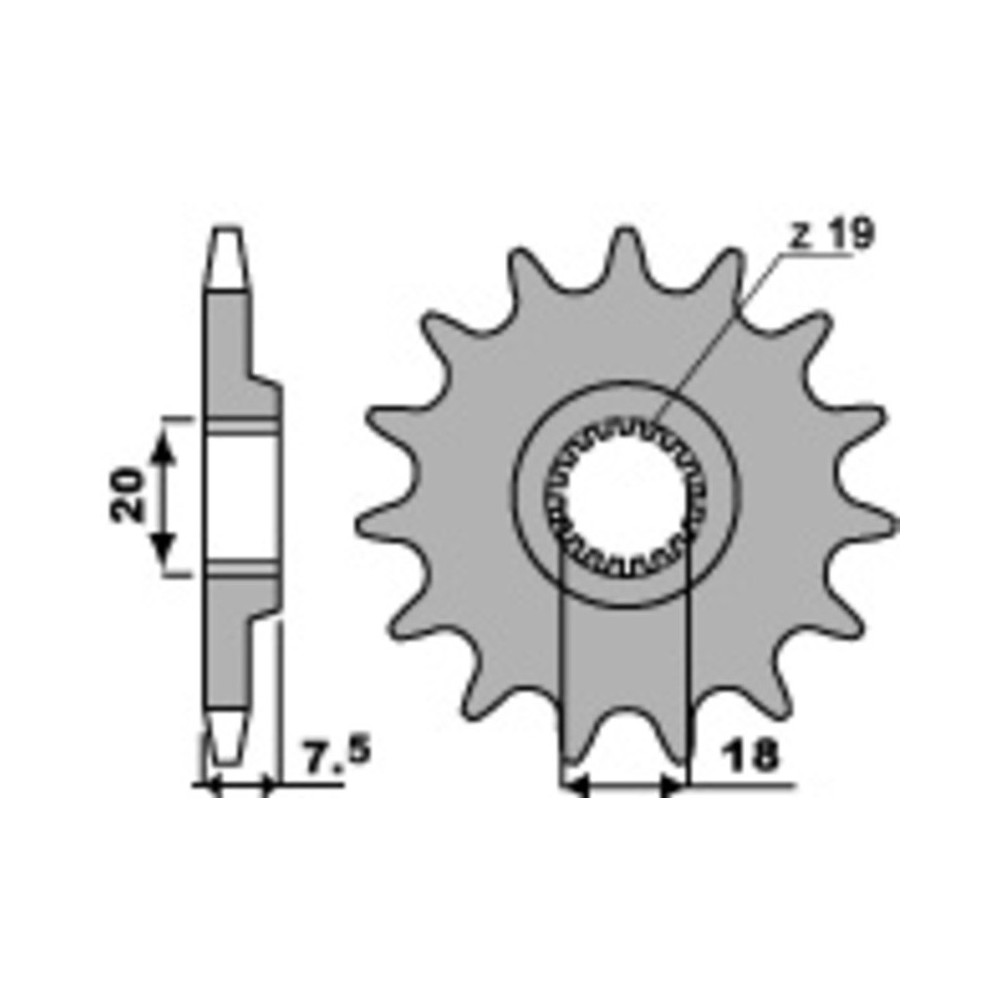 Pignon PBR acier standard 340 - 520