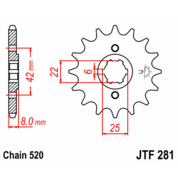 Pignon JT SPROCKETS acier standard 281 - 520