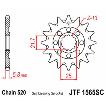 Pignon JT SPROCKETS acier anti-boue 1565 - 520
