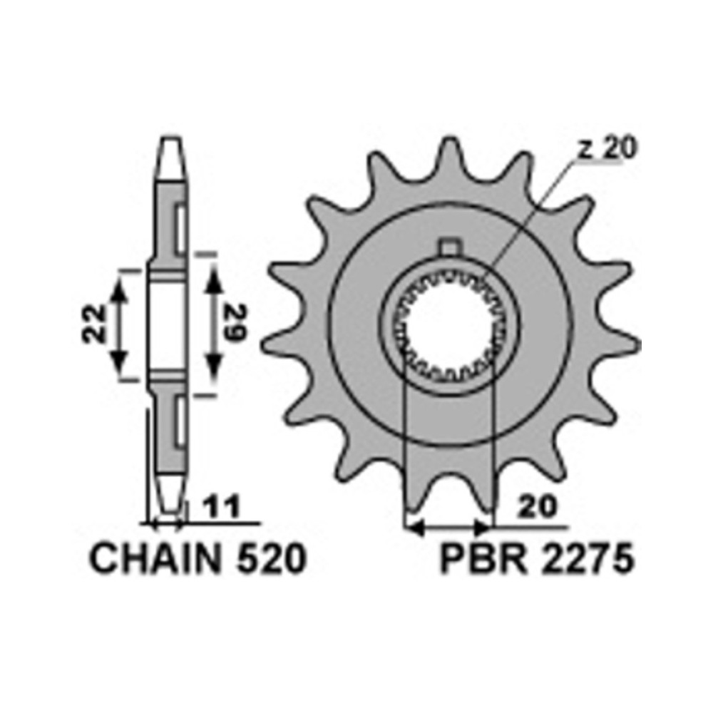 Standard steel PBR sprocket 2275 - 520
