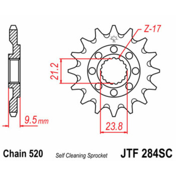 JT SPROCKETS steel mudguard sprocket 284 - 520
