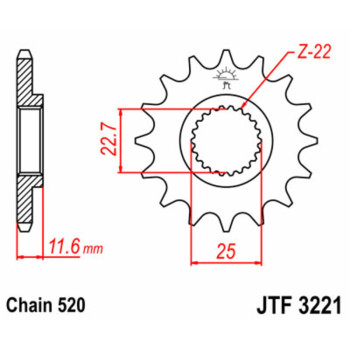 Pignon JT SPROCKETS acier standard 3221 - 520