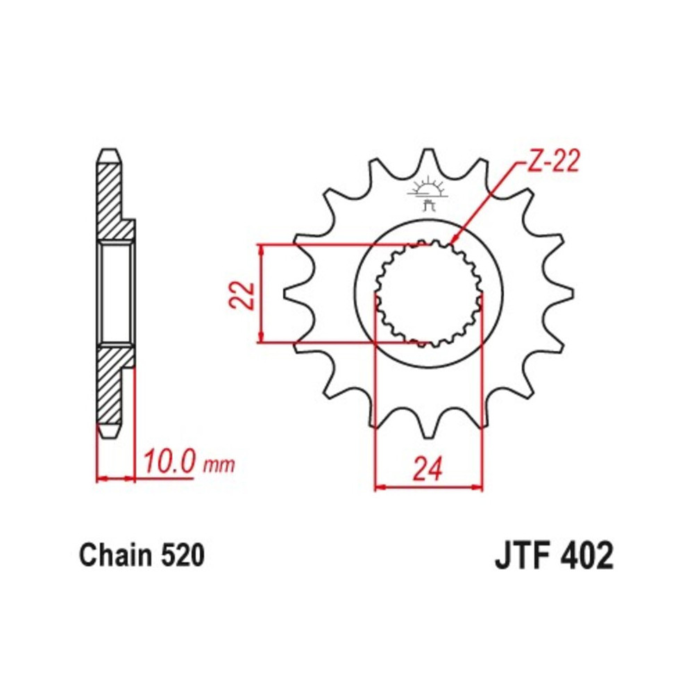 Pignon JT SPROCKETS 16 dents acier standard pas 520 type 402