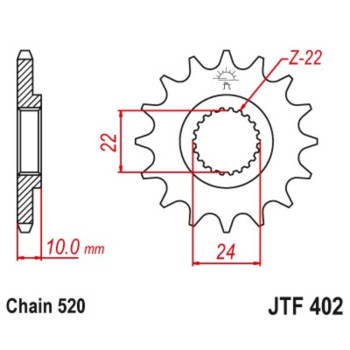 Pignon JT SPROCKETS 16 dents acier standard pas 520 type 402
