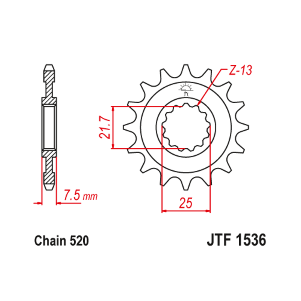Pignon JT SPROCKETS acier anti-bruit 1536 - 520