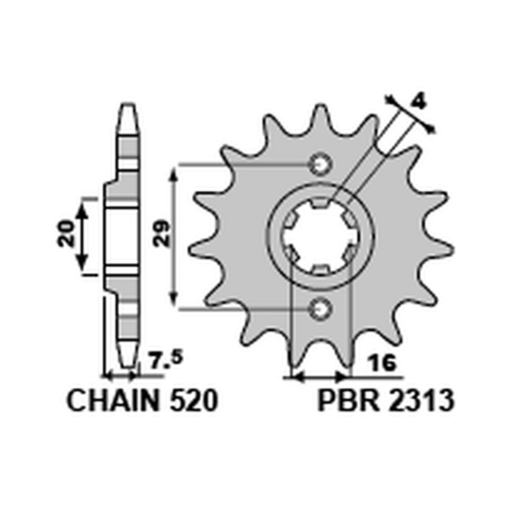 Pignon PBR acier standard 2313 - 520