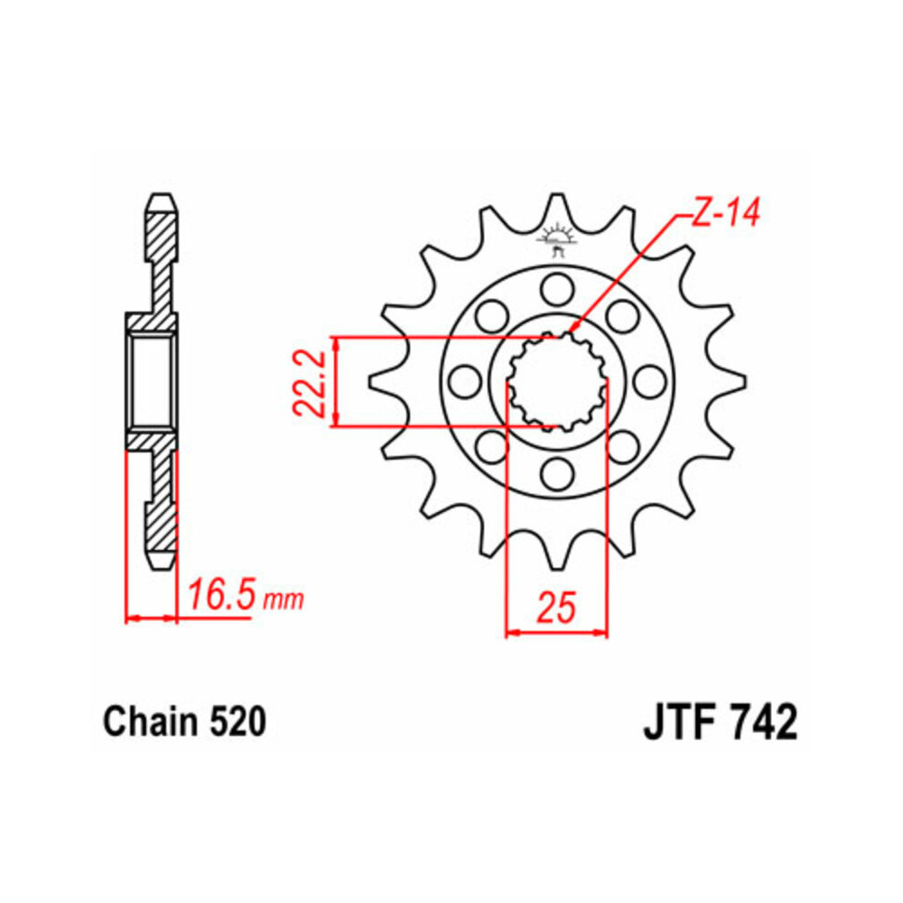 Pignon JT SPROCKETS acier standard 742 - 520