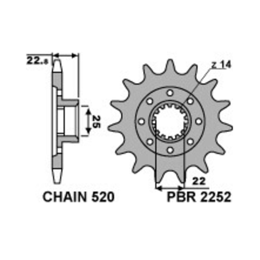 Pignon PBR acier standard 2252 - 520