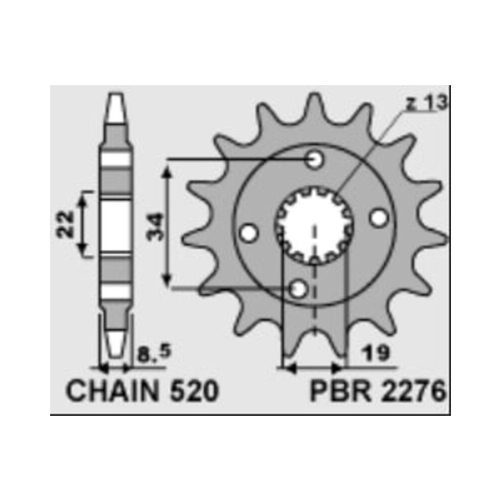 Pignon PBR acier standard 2276 - 520