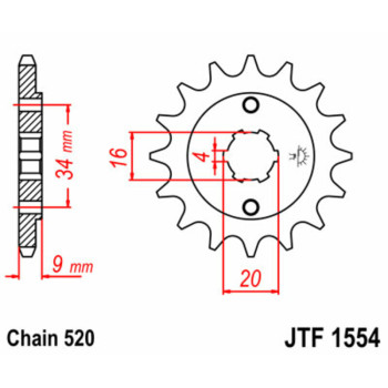 Pignon JT SPROCKETS acier standard 1554 - 520
