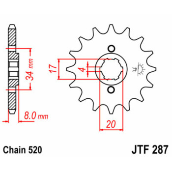 Pignon JT SPROCKETS acier standard 287 - 520