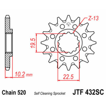 Pignon JT SPROCKETS acier anti-boue 432 - 520
