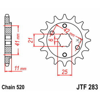 Pignon JT SPROCKETS acier standard 283 - 520