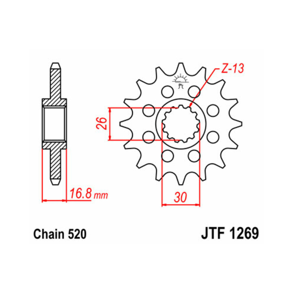 Pignon JT SPROCKETS acier standard 1269 - 520