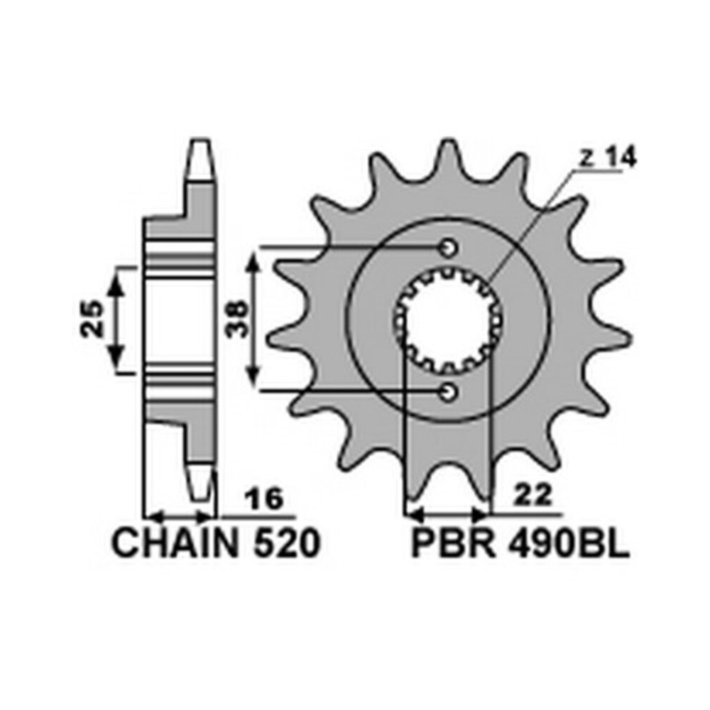 Pignon PBR acier standard 490BL - 520