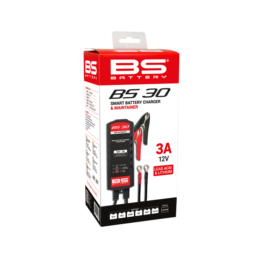 BS BATTERY BS30 Smart Battery Charger - 12V 3A