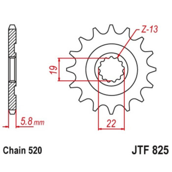 Pignon JT SPROCKETS acier anti-boue 825 - 520