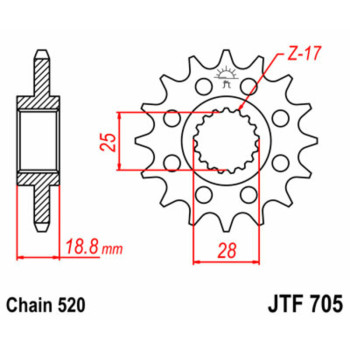 Pignon JT SPROCKETS acier standard 705 - 520