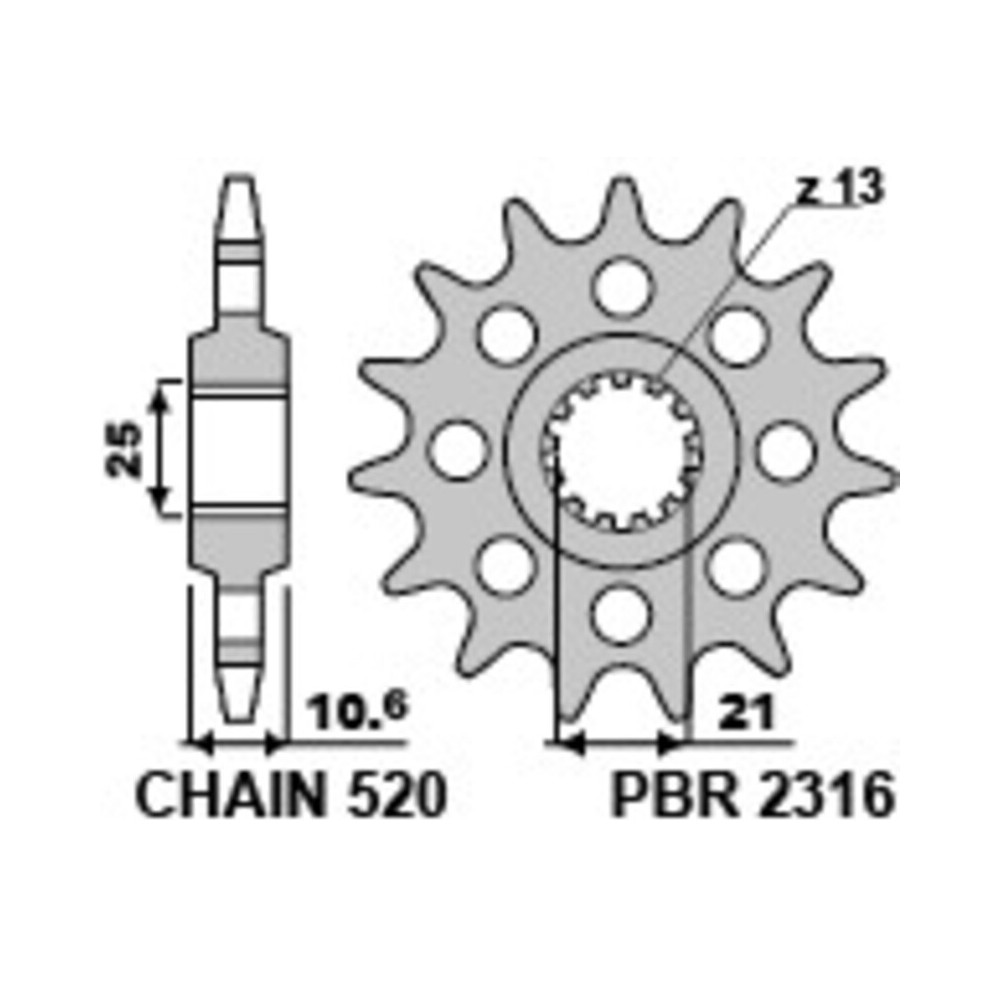 Pignon PBR acier standard 2316 - 520